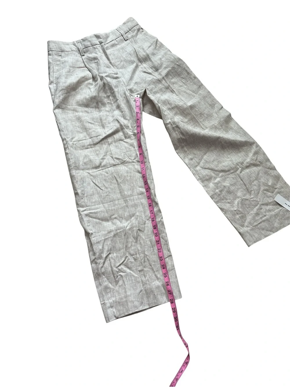 Reformation Mason Oatmeal Pleated 100% Linen Trouser SZ 6P
